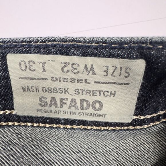 Diesel Safado Slim Straight Jean Mens Sz 32x30 (Actual 36x31) Button Fly Stretch - Picture 10 of 14